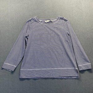 Orvis Women's Blouse Size Large,Long Sleeve,Lighweight,Blue/White Striped,Cotton